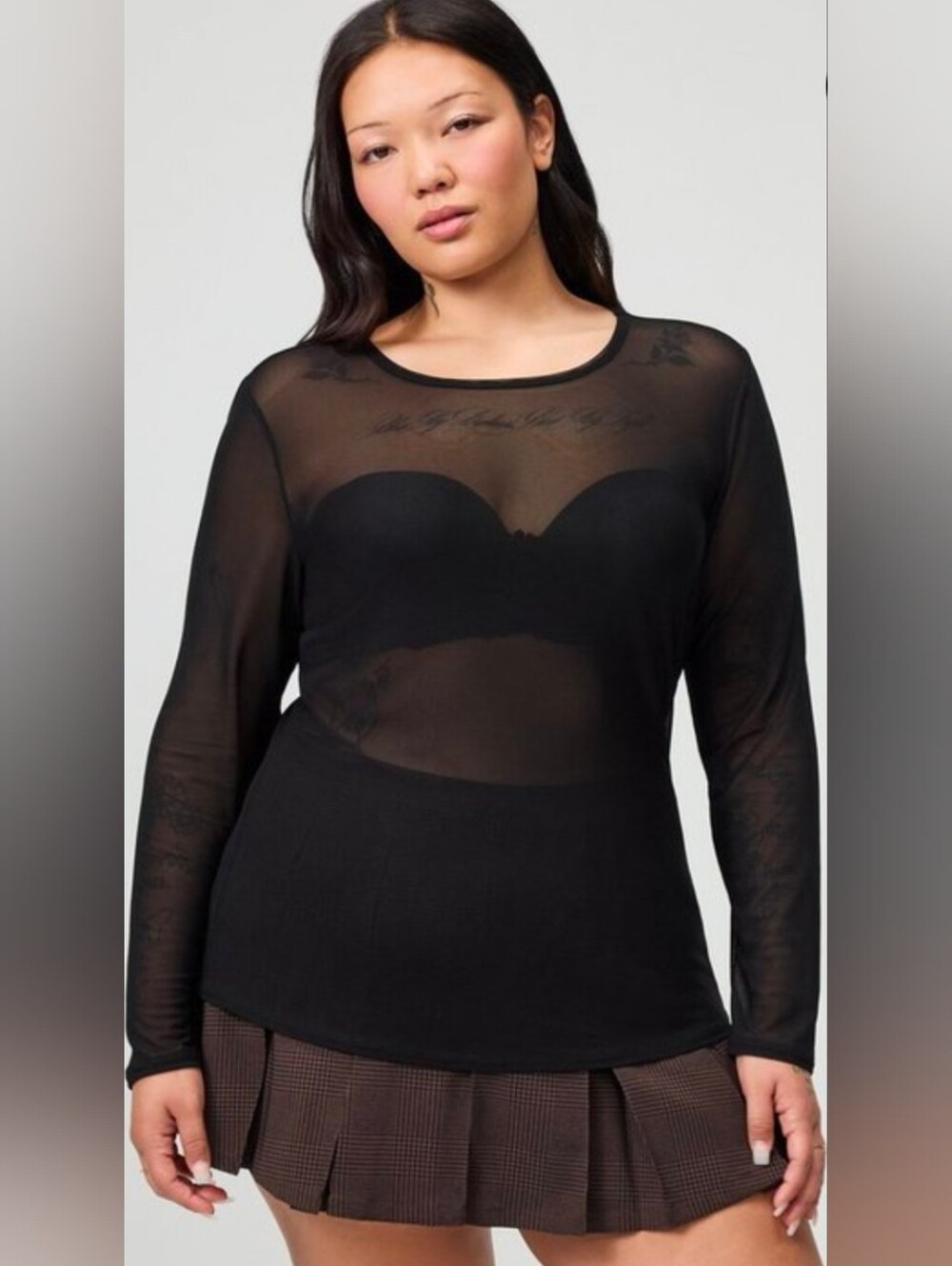 Torrid Sheer Black Long-Sleeve Mesh Top - New w/o tags